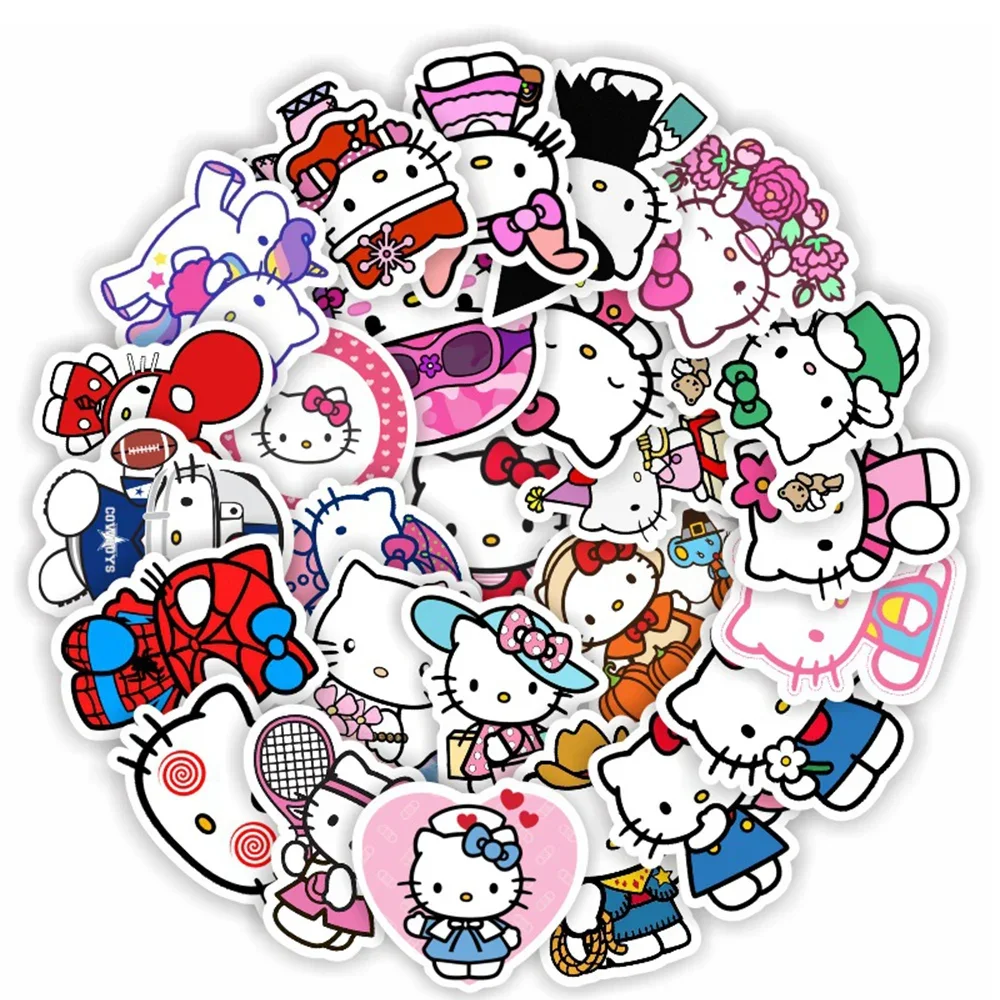 50/100PCS Hello Kitty น่ารักอะนิเมะสติกเกอร์ Graffiti Decals DIY โทรศัพท์ตู้เย็นแล็ปท็อปสติกเกอร์ตกแต่งของเล่นคลาสสิก