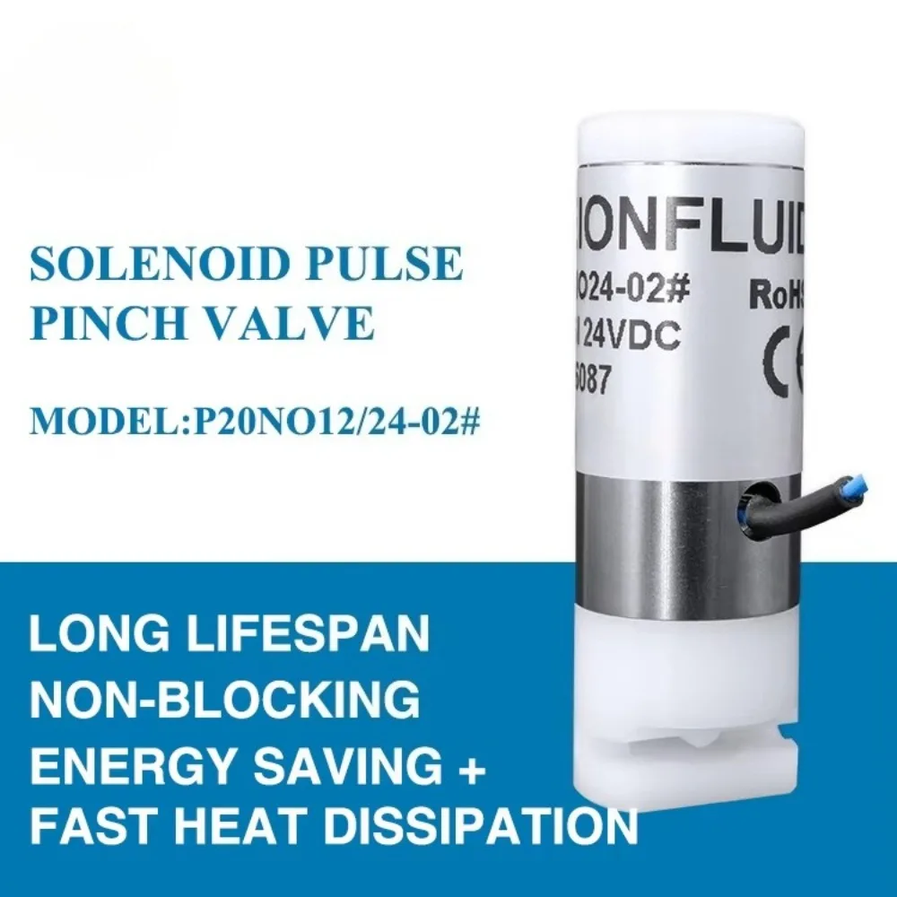 12/24VDC Solenoid Pinch Valve NO 2-Way Micro Fluid Control Valve 0–15PSI