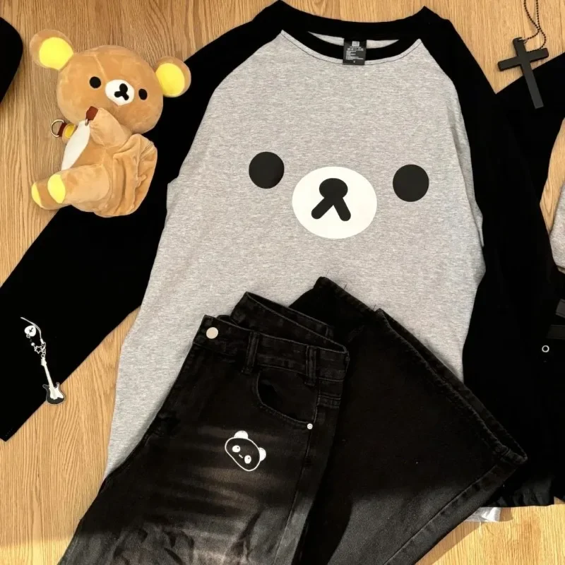 

Осенние американские винтажные толстовки с круглым вырезом, женский пуловер, японская кавайная субкультурная уличная одежда, кавайная толстовка с капюшоном, топ в стиле аниме