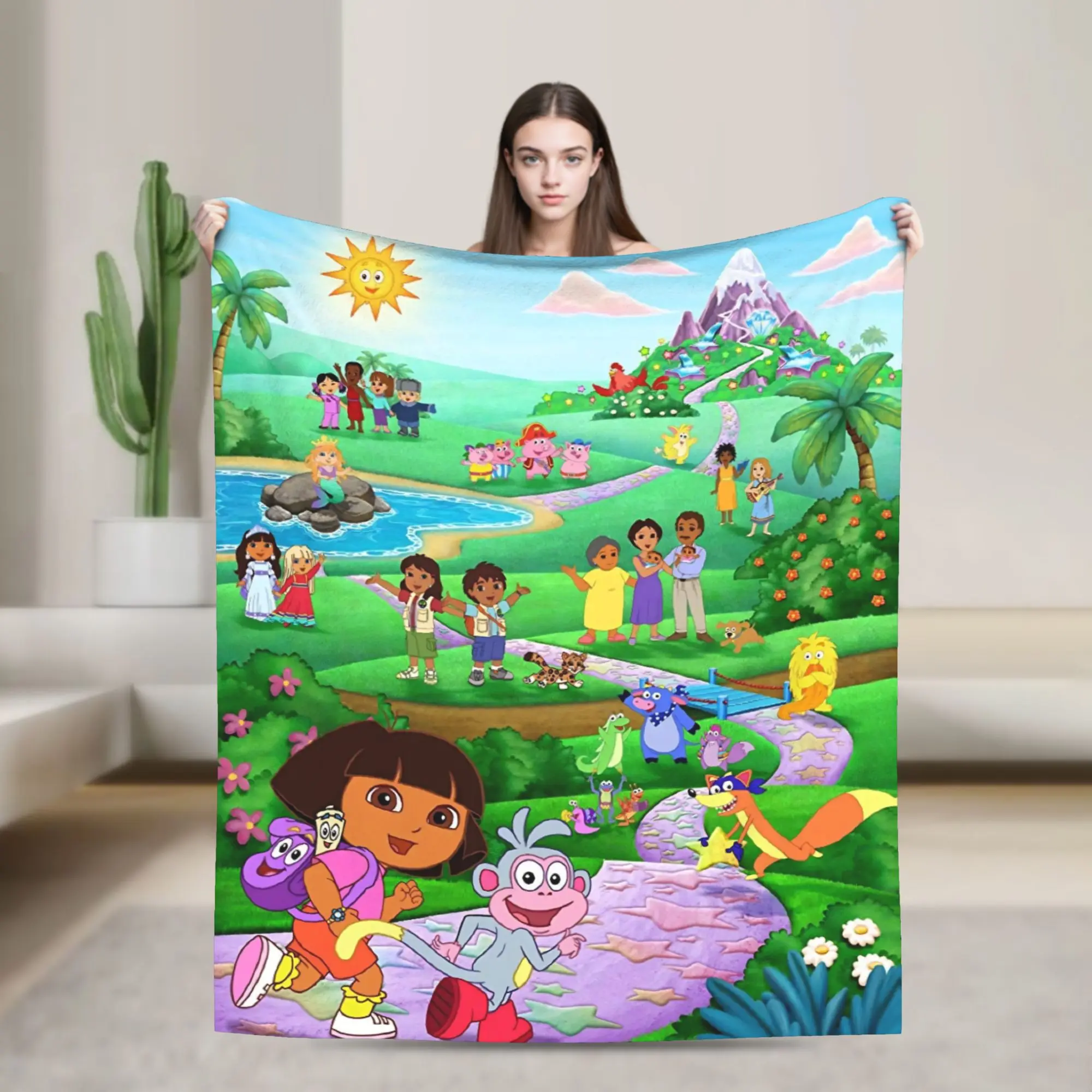 Super Soft D-Doras The Explorers Throw Blanket Premium Fleece Flannel Lightweight  Bed Blanket Cozy Warm Blankets All Season Use