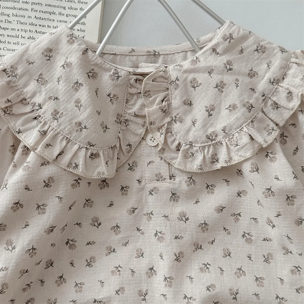 Baby Clothes Autumn Baby Blouses Girls Floral Shirts Cute Lapel Collar Toddler Cotton Tops Infant Long Sleeve Bottoming Shirt