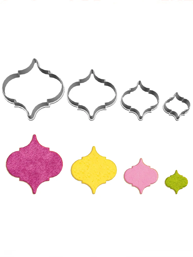 Dentelle géométrique de dessin animé à quatre spécifications, Puzzle lanterne, moule en plastique, outils de Fondant de gâteau, coupe-Cookie Sushi et Fruits