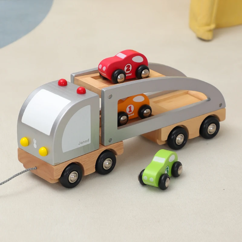 Transport Vehicle Engineering Vehicle Excavator Large Truck Cognitive Animal Vehicle Wooden Car Model Taxi Toy Car For Kids B174