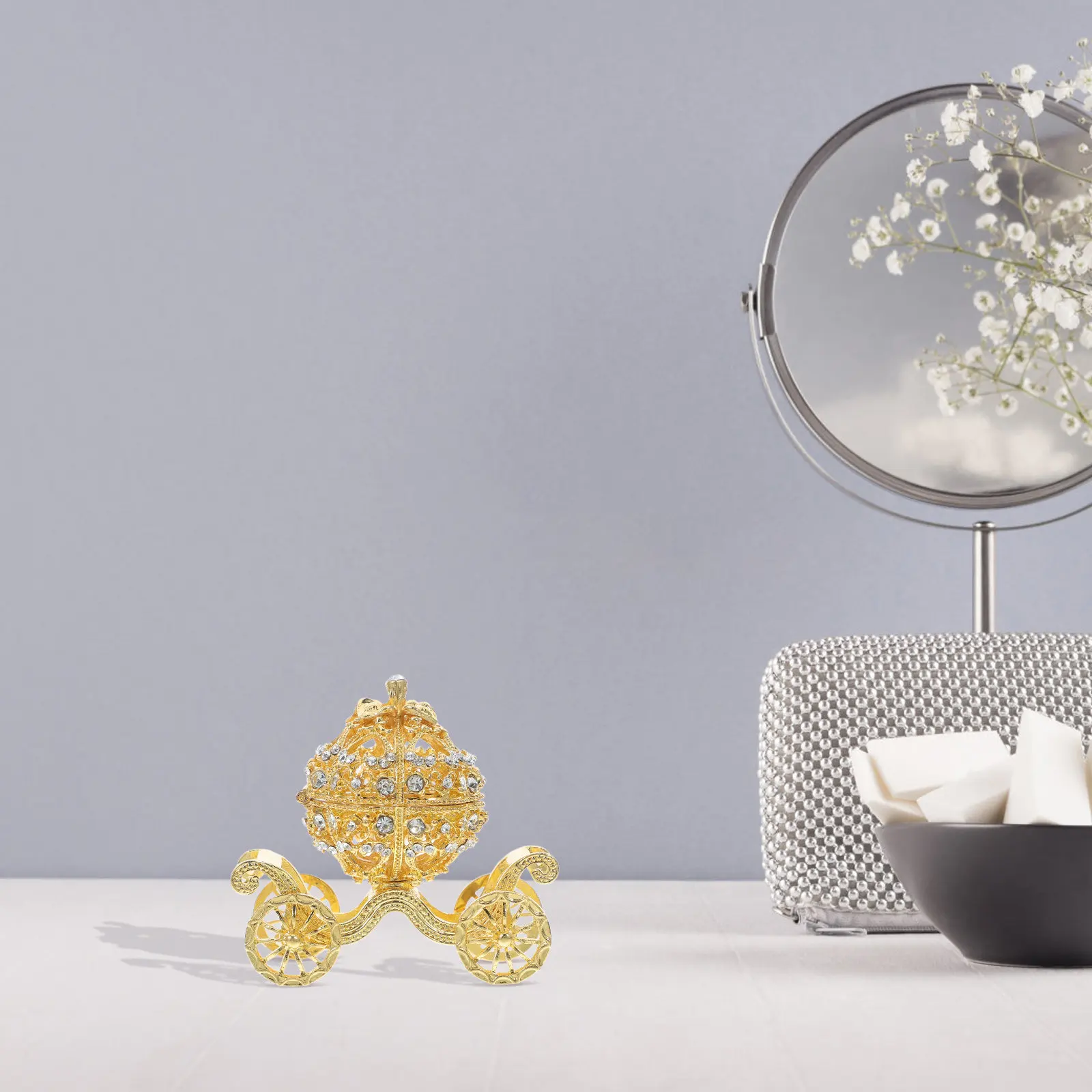 

Шкатулка для украшений в европейском стиле «Тыквенная карета» с откидной крышкой, из цинкового сплава, декоративный органайзер, винтажное украшение ко Дню святого Валентина