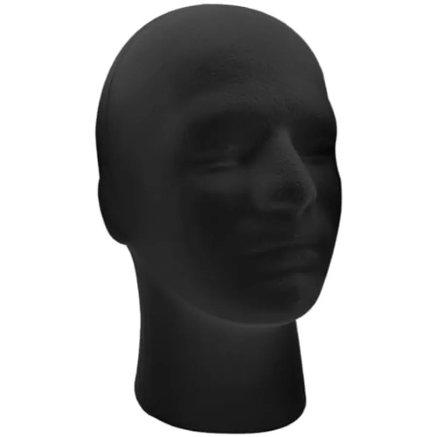 

10.8 Inch Black Male Foam Mannequin Head Mold for Hair Accessories Display Hat Storage Holder Ideal for Salon and Home Use Styl