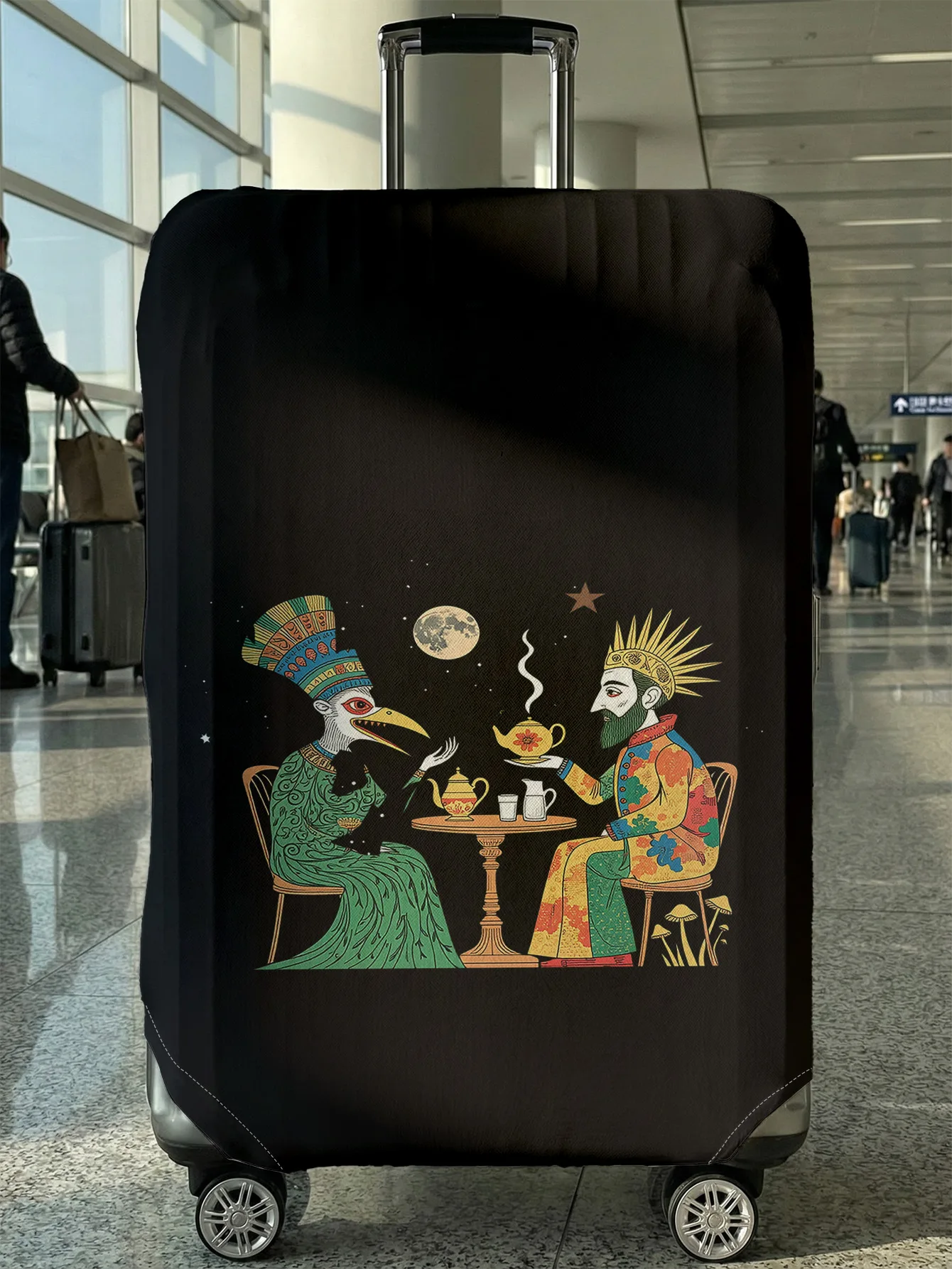 

Bird Head Man King Tea Party Luggage Protection Cover, suitable for 18-32 inch luggage covers, luggage handle gloves, travel acc