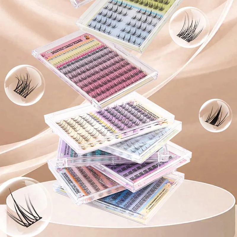100-160Cluster Eyelash Extension No Need Glue ClusterLashes Glue Free 10-13mm D Curl Reusable Self-Adhesive Evelashes
