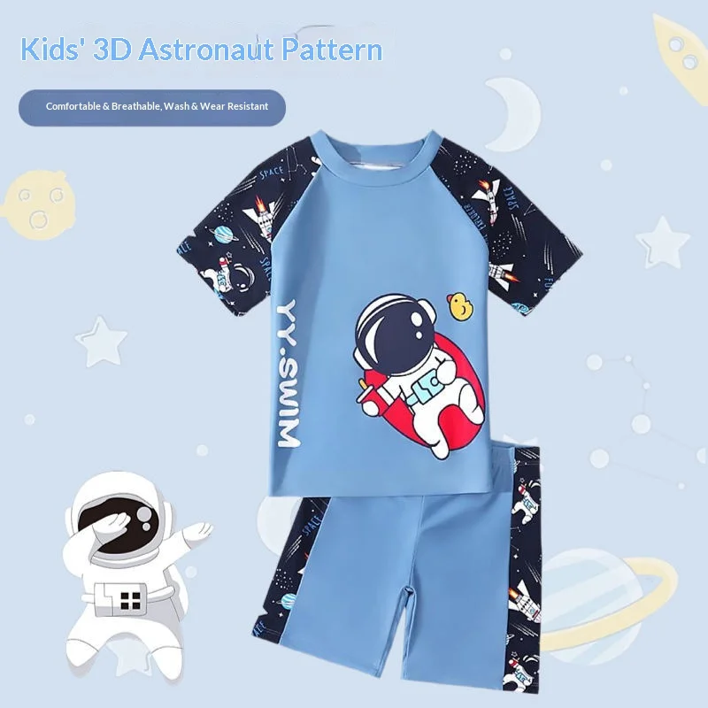 New Arrival: Boys' Separate-Piece Sun Protection Swim Trunks - Quick-Dry Swimwear Set for Older Toddlers and Young Boys