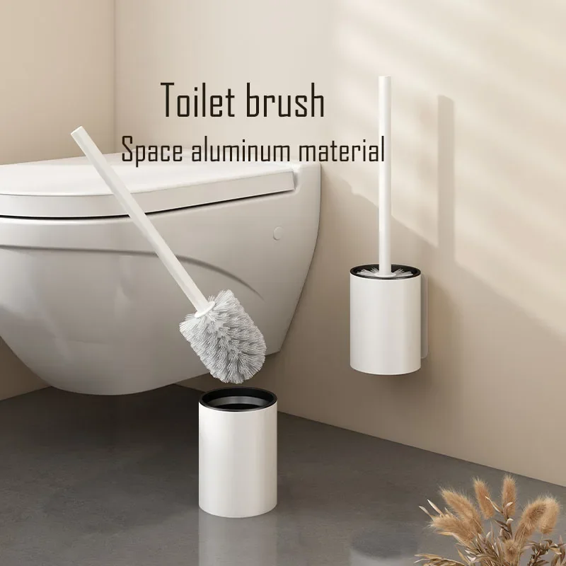 

Toilet Brush Space Aluminum Wall-mounted Soft Bristle Cleaning Brush Home Bathroom Accessories Toilet Cleaning Tool