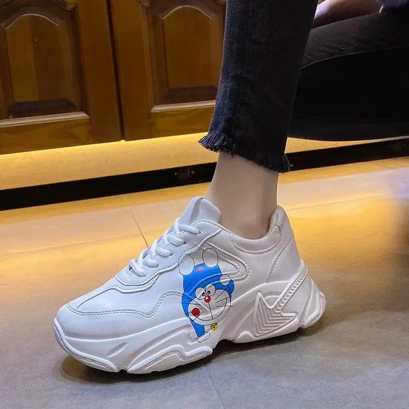 Donald Duck Doraemon 2025 new drop shipping Canvas Shoes Women's plus Student Couple high-top real photo white board shoes