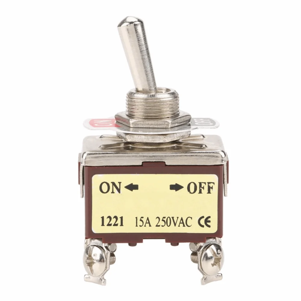5Pcs 4 Pin Toggle Switch 12mm Mount 15A 250VAC On OFF Rocker Switch Self-Locking Type Mini 2 Position Toggle Home Appliance