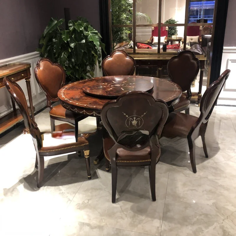 British Furniture Theodore Classical Shell Dining Table and Chair Set Dining Room round Table