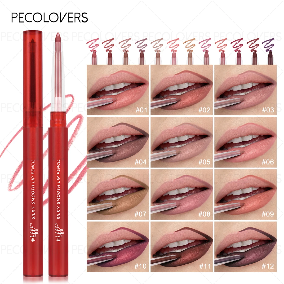 Matita per labbra nude Penna per rossetto impermeabile a lunga durata Rosa Viola Velluto Contorno Rosso Lip Tint Line Cosmetico