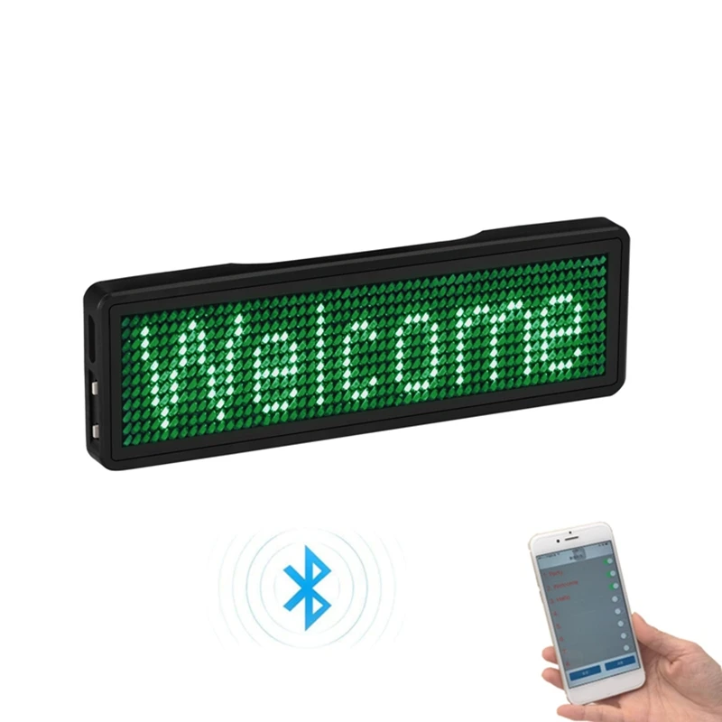 HIHI Bluetooth LED Nome Crachá Recarregável Sinal de Luz DIY Programável Scrolling Message Board Display LED, Tipo 2