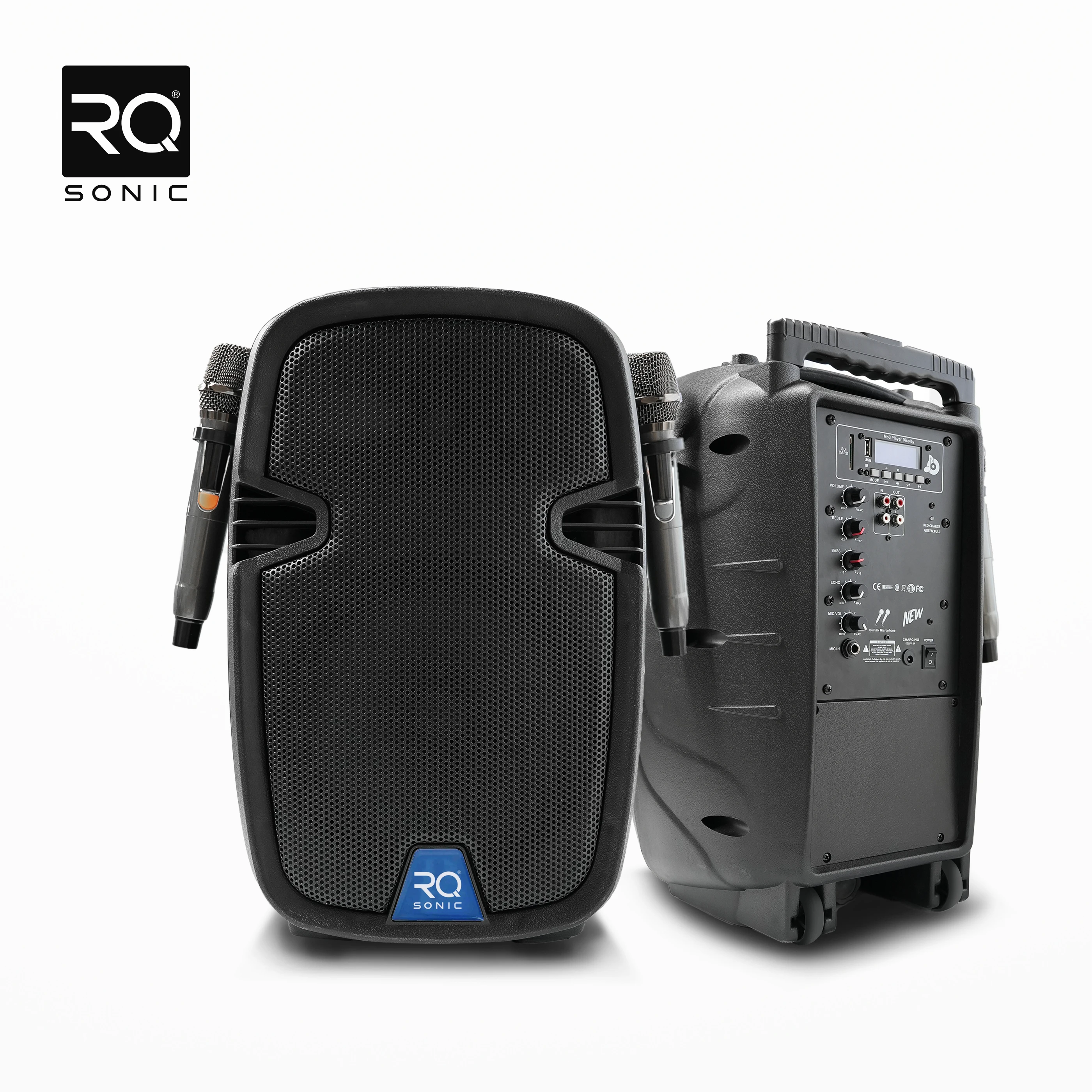 

Портативная профессиональная акустическая система PMLT10ABH с питанием от батареи, в пластиковом корпусе на колесиках, с двумя беспроводными микрофонами