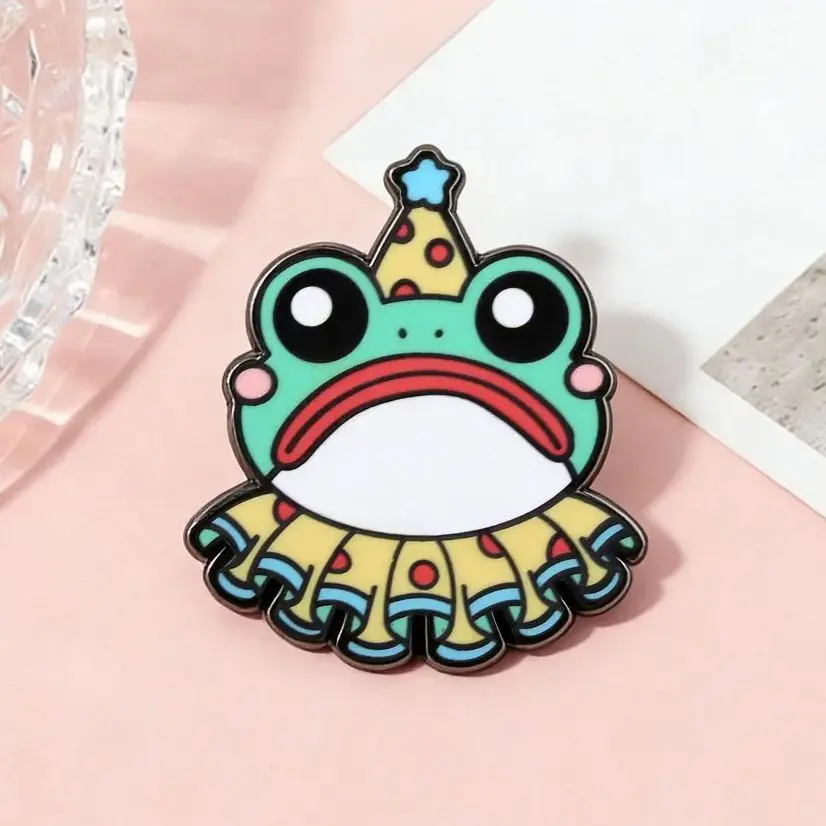 Funny Clown Frog Enamel Pin Sad Froggy Brooch Circus Animal Badge Kawaii Metal Jewelry Kids Fans Gift for Backpack Jacket Access