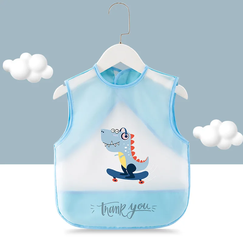 1Pcs Cartoon Pattern TPU Waterproof Lunch Feeding Bibs Cotton Adjustable Baby Bibs Cute Children Baby Apron Kids Burp Cloths Bib