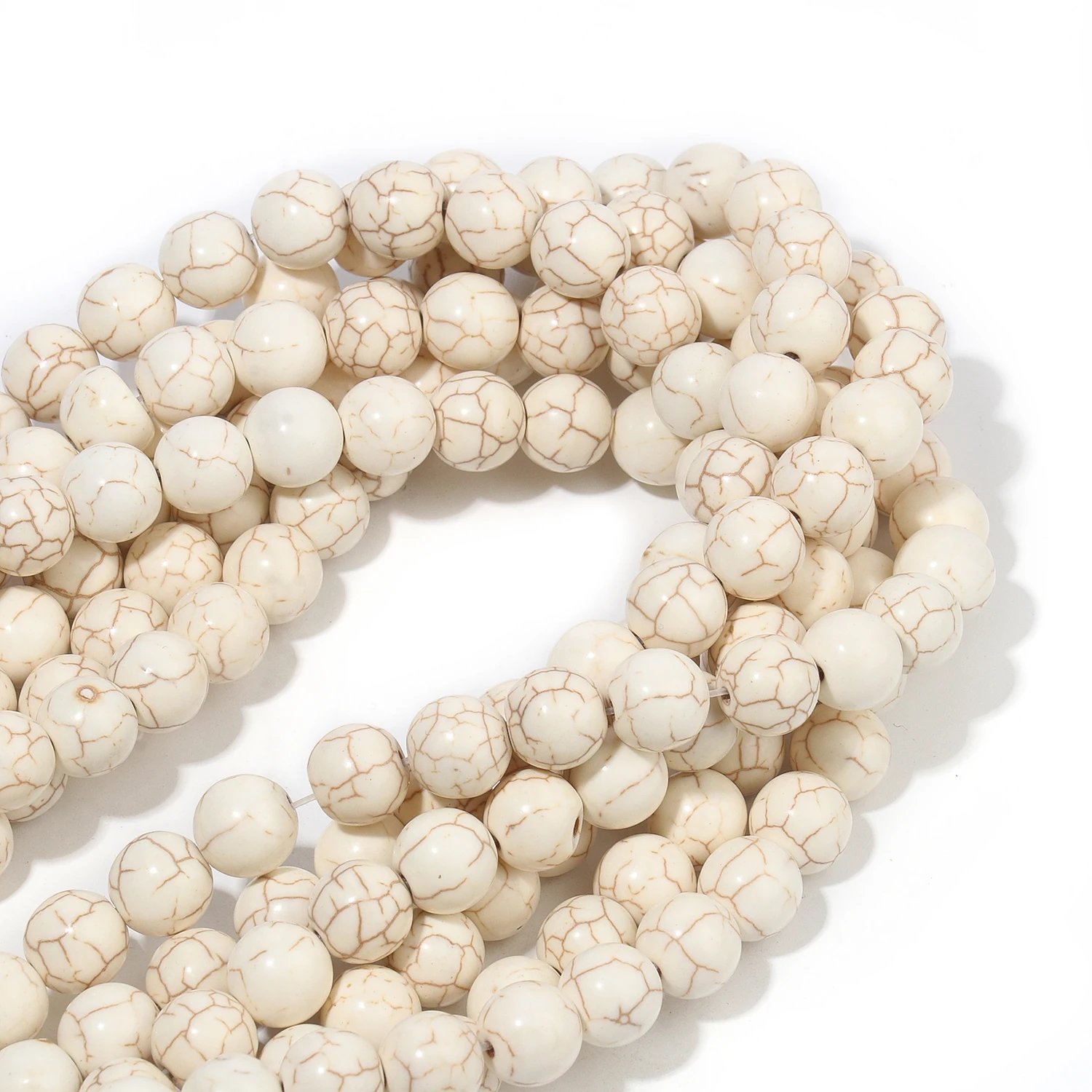 Natural Stone Beads White Turquoise Howlite 4/6/8/10/12mm Round Loose Beads for Jewelry Making DIY Handmade Bracelet Necklace