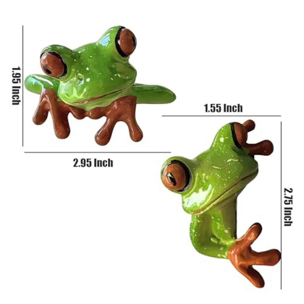 2 PCS Funny Resin Frogs Decor, 3D Creative Craft Frog Gifts Cute Frog Figurine Computer Monitor Plant Pot Office Desk Decor