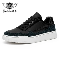 DESAI Men Casual Shoes Genuine Leather Sewing Male Sneakers Breathable 2024 New Design Fashion