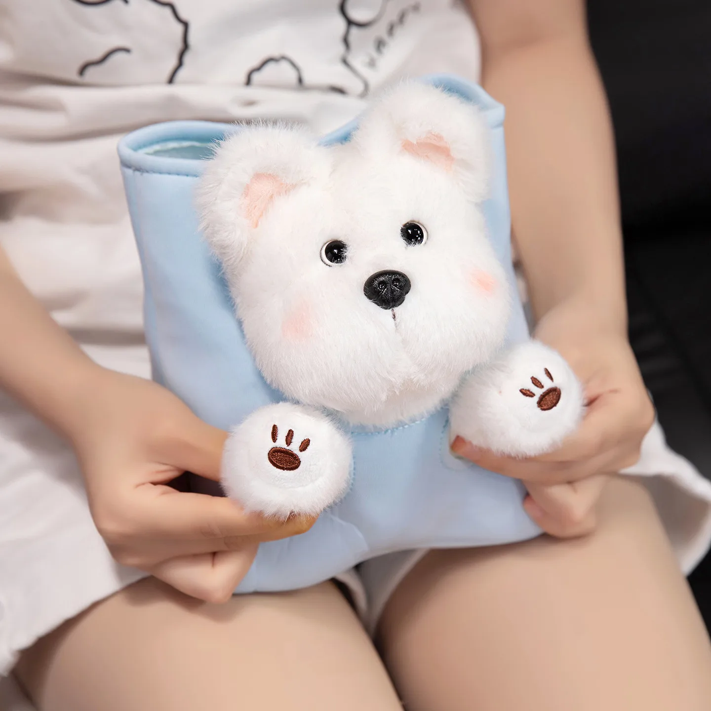 18CM Hide-and-seek Animal Dog Plush Stuffed Doll With Snack Bag Intresting Toy Birthday Gifts