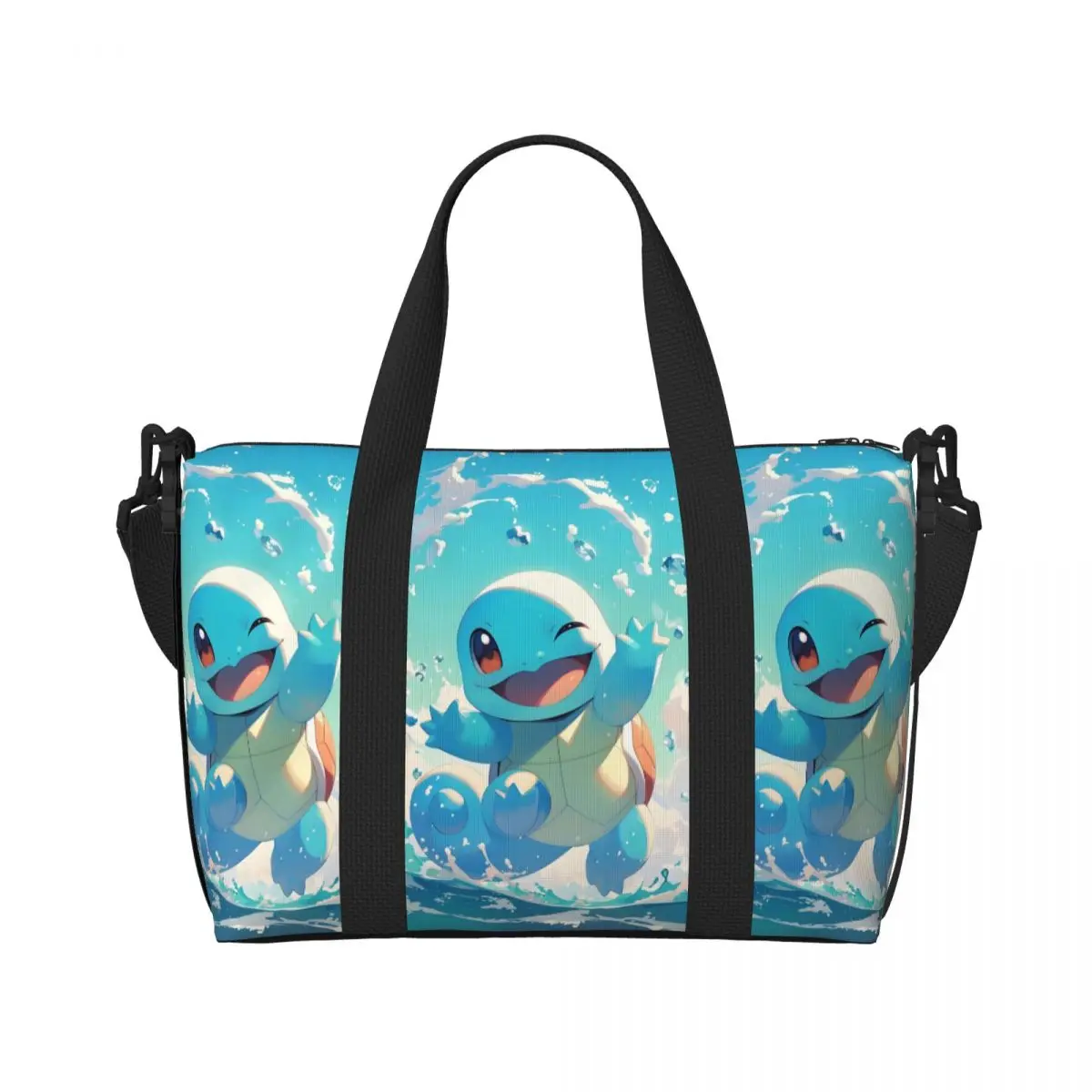 Custom Squirtles Tote Bag Women Big Capacity Anime Gym Beach Travel Bags