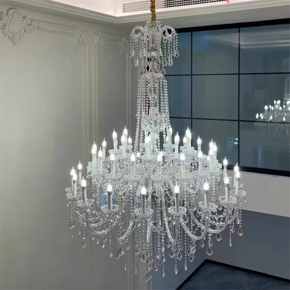 

Duplex floor crystal chandelier villa chandeliers casas prefabricadas para vivir personas kitchen accessories