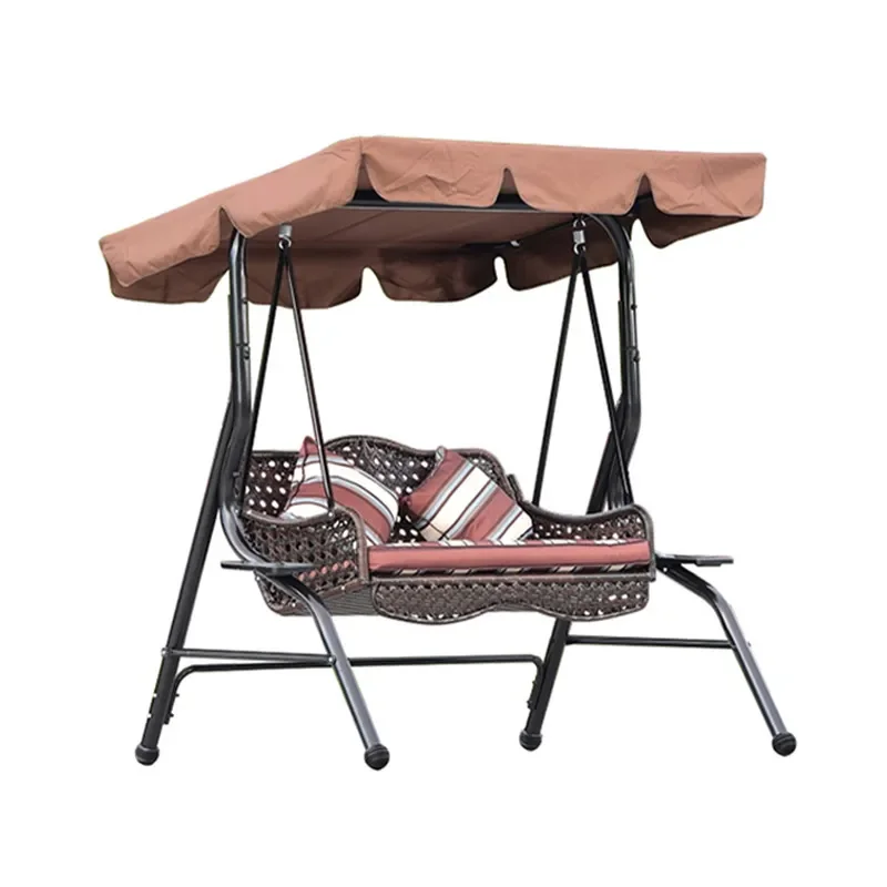 Outdoor Rattan Swing Chair Double Triple Seating Hanging Rocker for Garden Balcony Villa Yard Patio Furniture