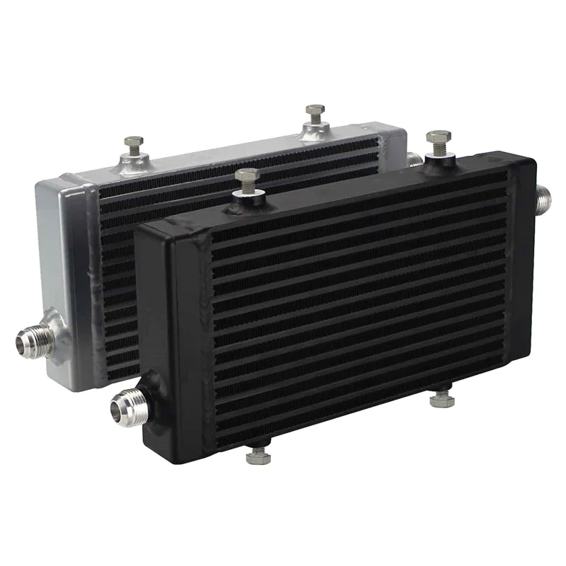 

Universal Dual Pass / Single Cross Flow Bar & Plate Oil Cooler - SMALL Silver & Black