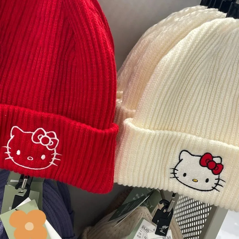 Saniro Hello Kitty tricoté chapeau femmes Anime mignon dessin animé cannelle mélodie Kuromi enfants hiver chaud tricoté casquette