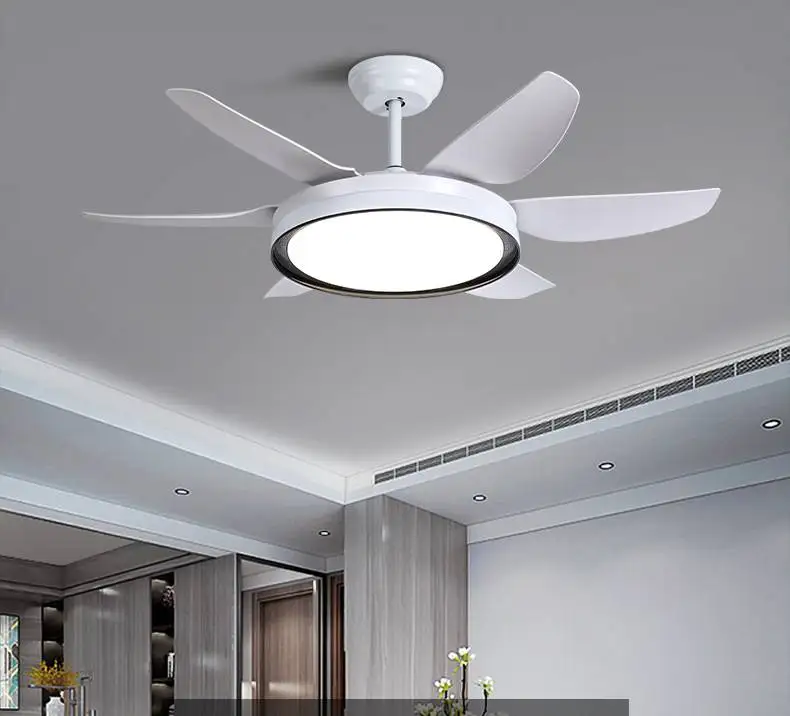 Imagem -05 - Ventilador de Teto Branco com Luz Grande Moderna Lâmpada de Vedação Lustre Led Controle Remoto Velocidade do Vento Forte Engrenagem 52 in Moderno