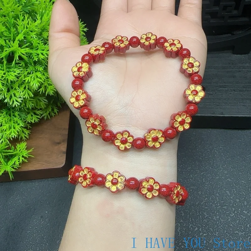 Natural Cinnabar Bracelet Natural Healing Crystal Stretch Bracelet Female Prosperity Crystal Accessory