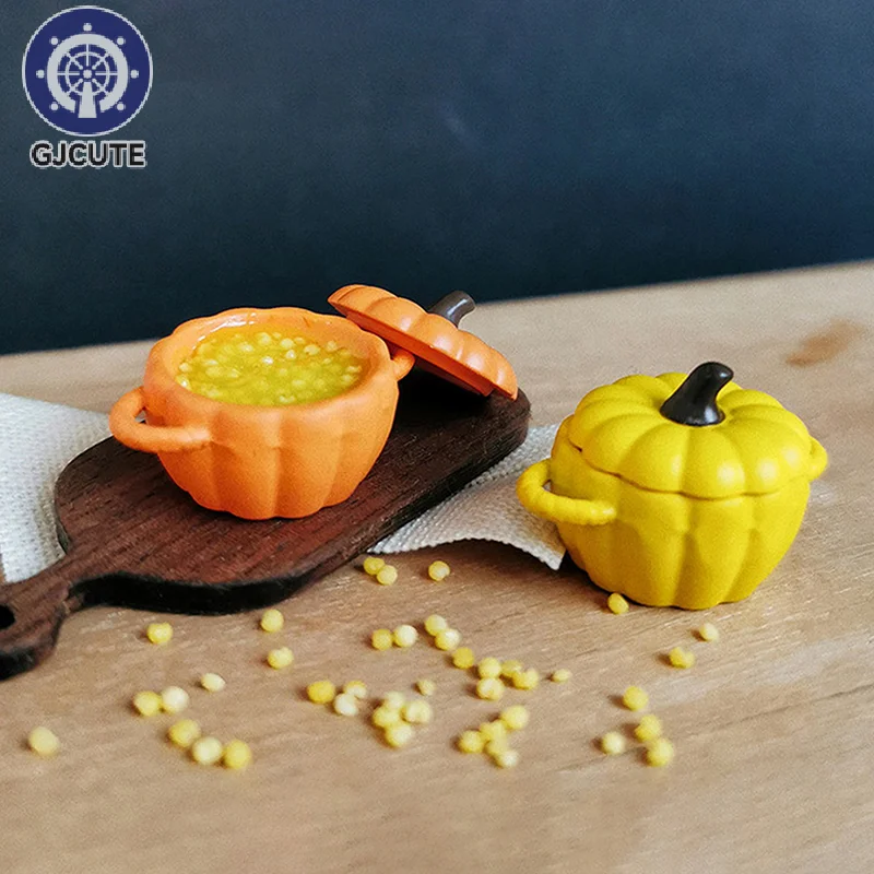 ตุ๊กตามินิฟักทองซุปหม้อจําลอง Millet โจ๊ก Miniature บ้านตุ๊กตาห้องครัวอุปกรณ์ตกแต่งฮาโลวีน