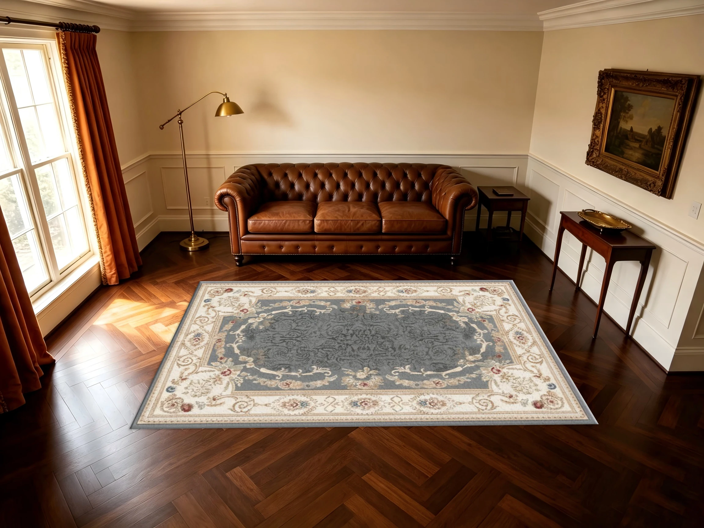 Grey French Floral Area Rug Classic European Vintage Pattern Decorative Carpet for Living Room Bedroom