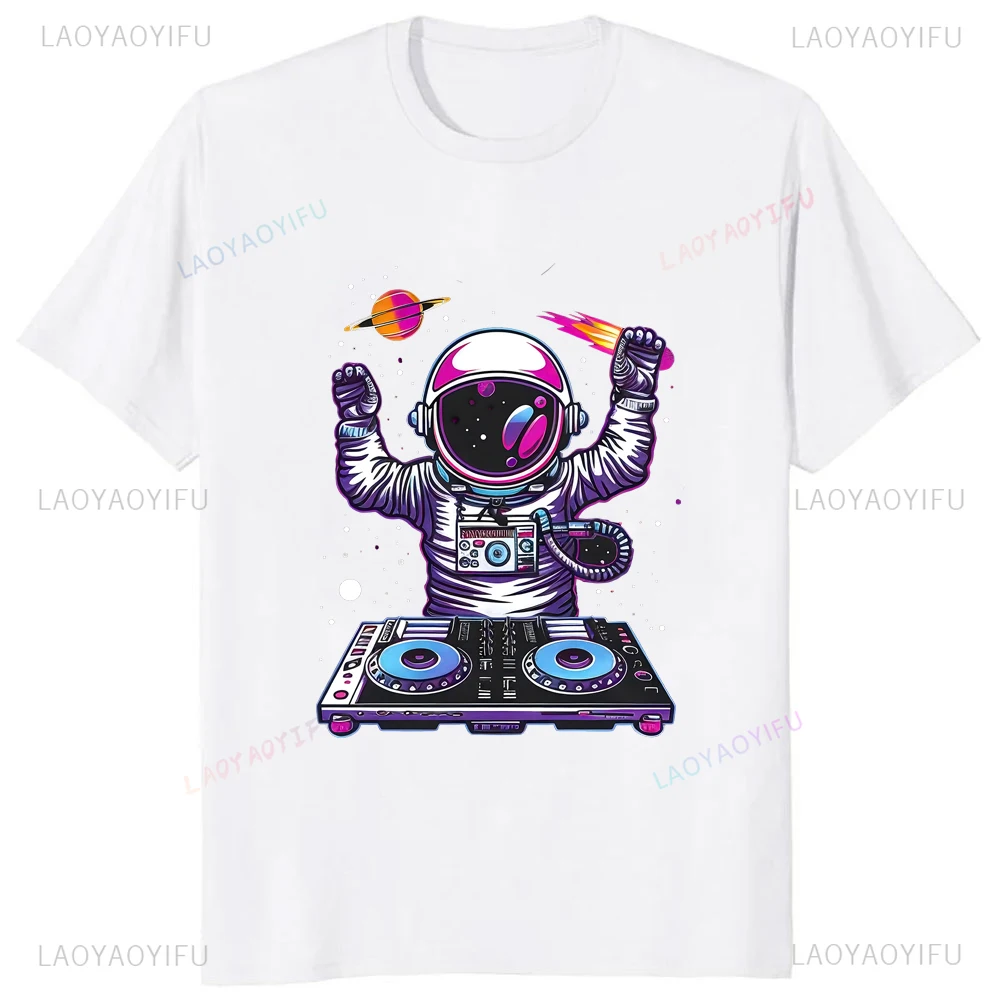 Techno EDM Festival Tshirt Astronaut Psychedelic Music DJ Printed T-shirt Casual Fashion Streetwear Harajuku Style Summer Tees