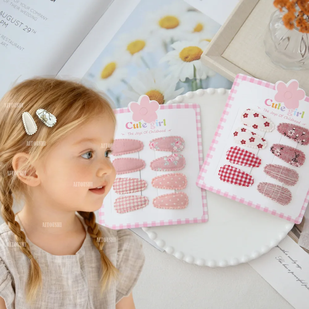 8-Pack Trendy Handmade Snap Hair Clips for Babies Cute Children's Fashion Barrettes Lovely Hair Accessories for Girls Hair Pins
