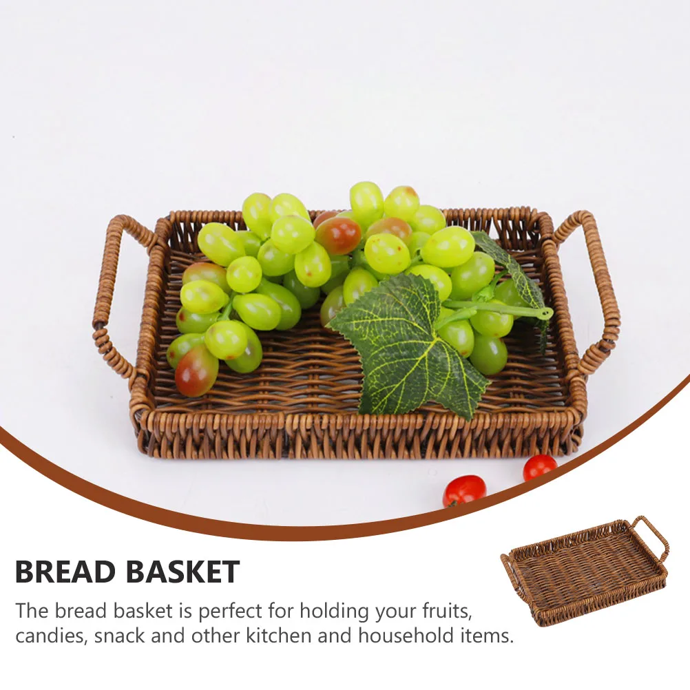 

1 Piece Rectangular Ear Bread Basket 26x19x3 5CM Coffee Home Snack Storage Plastic Kitchen Countertop Pantry Office Use