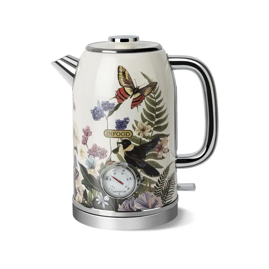 

Retro Electric Kettle 1.8L 60.8oz with Thermometer 1200W Fast Boiling Stainless Steel Tea Kettle with Water Level, BPAFree, Auto