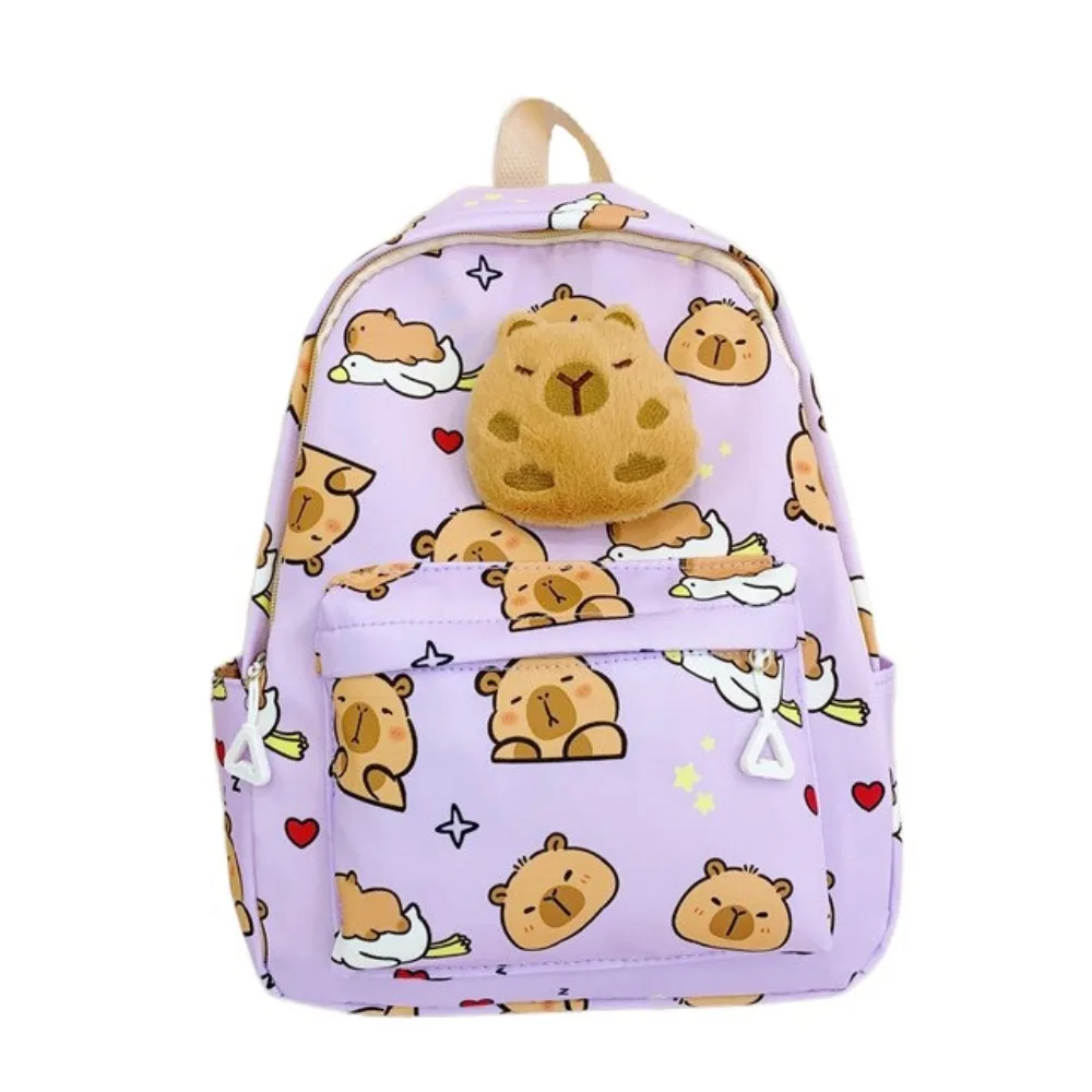 

Doll Decoration Capybara Backpack Nylon Thickened Cartoon Animal Daypack Lightweight Multi Functional Large Capacity School Bag