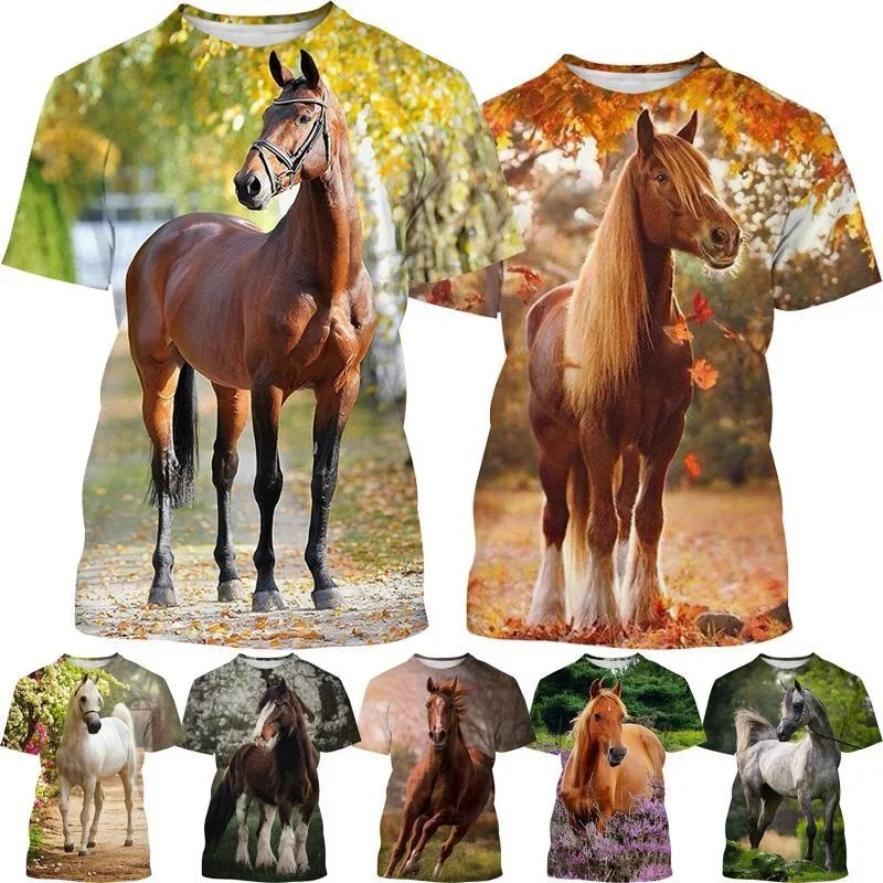 

Футболка мужская с коротким рукавом, Повседневная Популярная уличная одежда с рисунком пони, лошади, 3D Рисунок