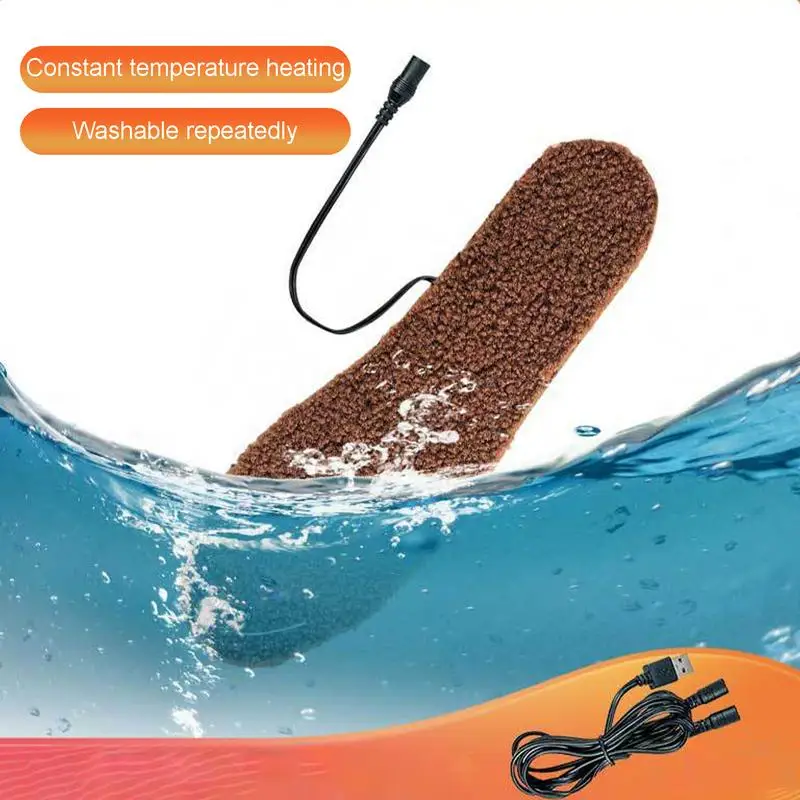 USB Heated Insoles Rechargeable Wool Fleece Cuttable Heating Insoles Soft Portable Multifunctional Winter Supplies 35-45 Yards