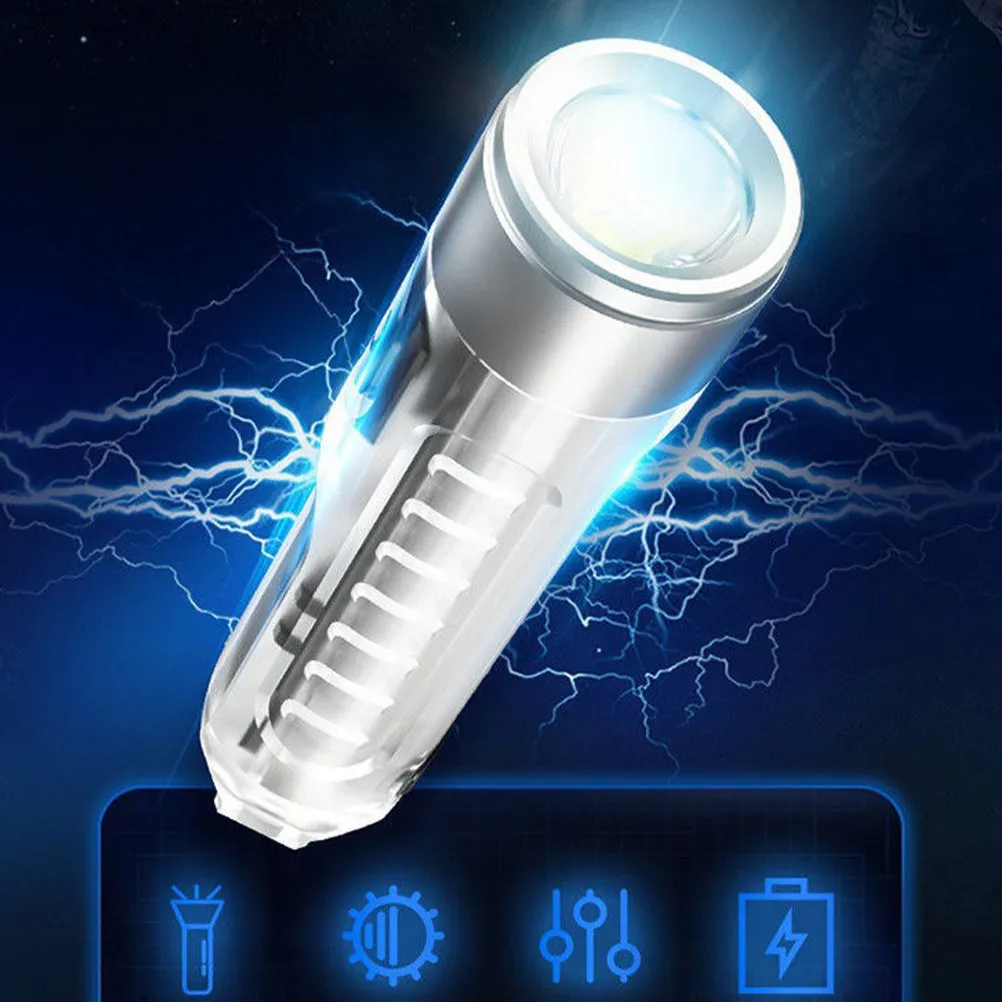 Premium ABS Pc Stainless Steel Keychain Flashlight Adjustable 7-Mode LED Light Torch Waterproof Dustproof for Outdoor Camping
