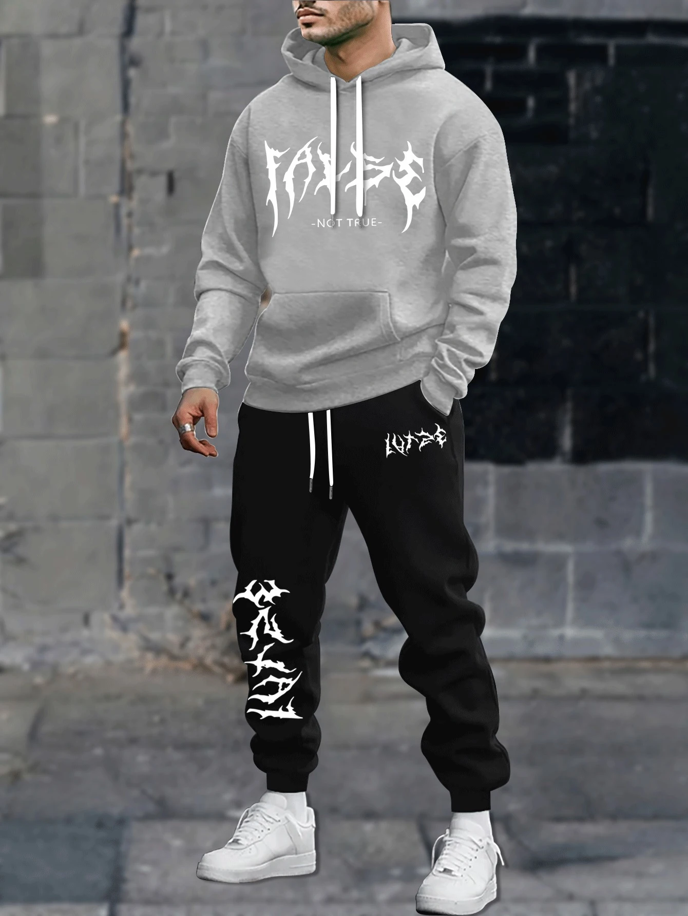 

The new men's set for Spring and Autumn 2025 features a casual fashionable and comfortable 3D letter pattern print