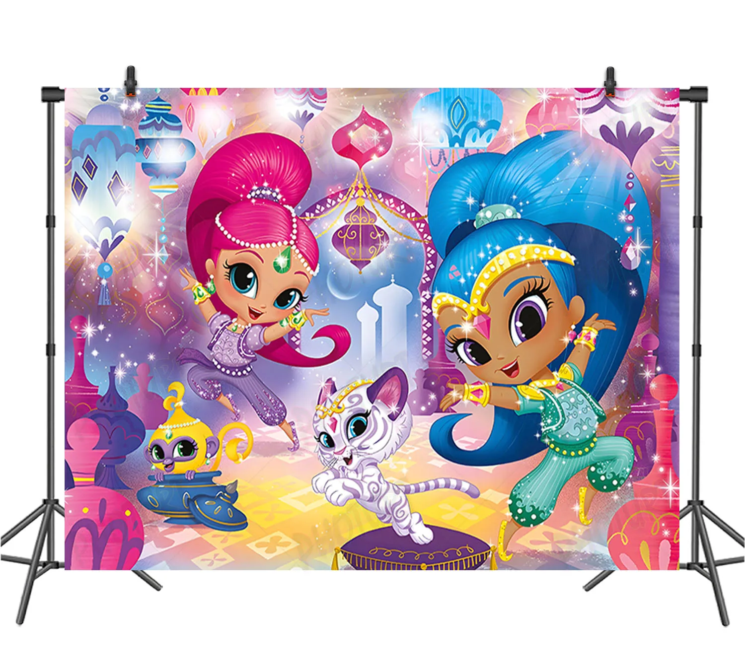 

Disney Shimmer and Shine Backdrop Kids Birthday Baby Shower Decoration Background Polyester Vinyl Banner Party Decorate Props