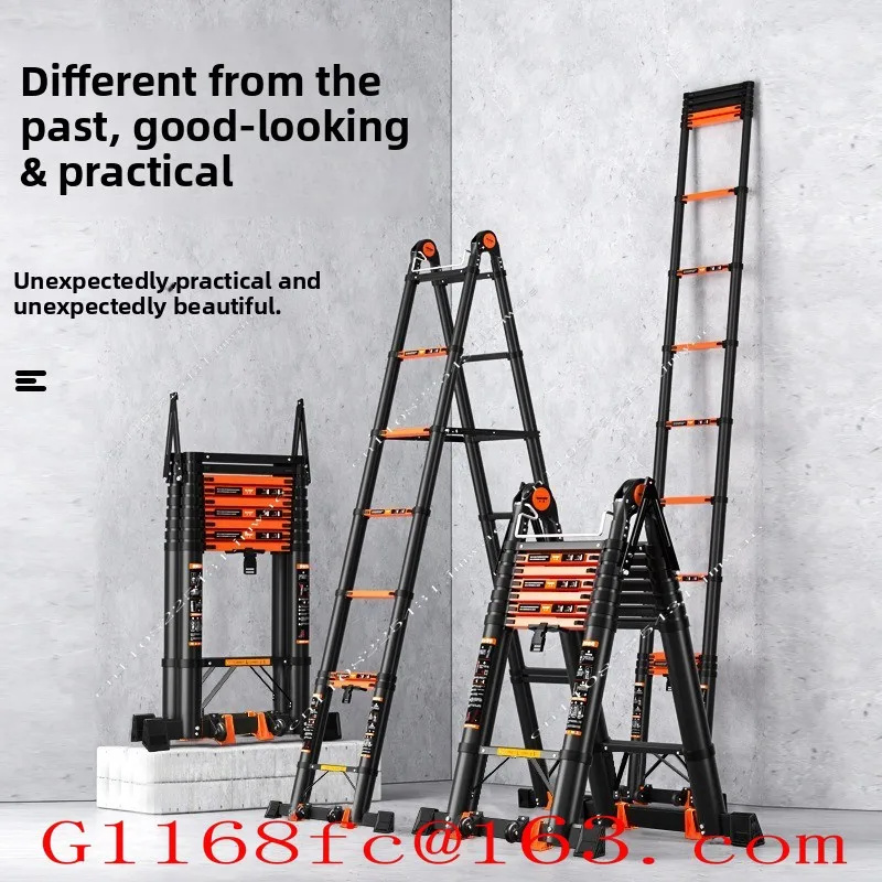 Aluminum Alloy Telescopic Ladder Herringbone Ladder Thickened Folding Ladder Multifunctional Lifting Engineering Staircase