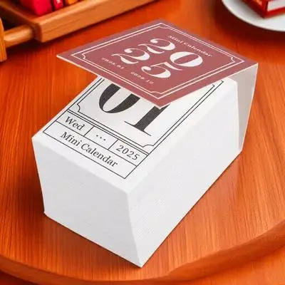 미니 레트로 2025 찢을 수 있는 데스크탑 캘린더 가정용 사무실용 종이 스탠딩 플래너 장식용 미니 데스크 캘린더 2025