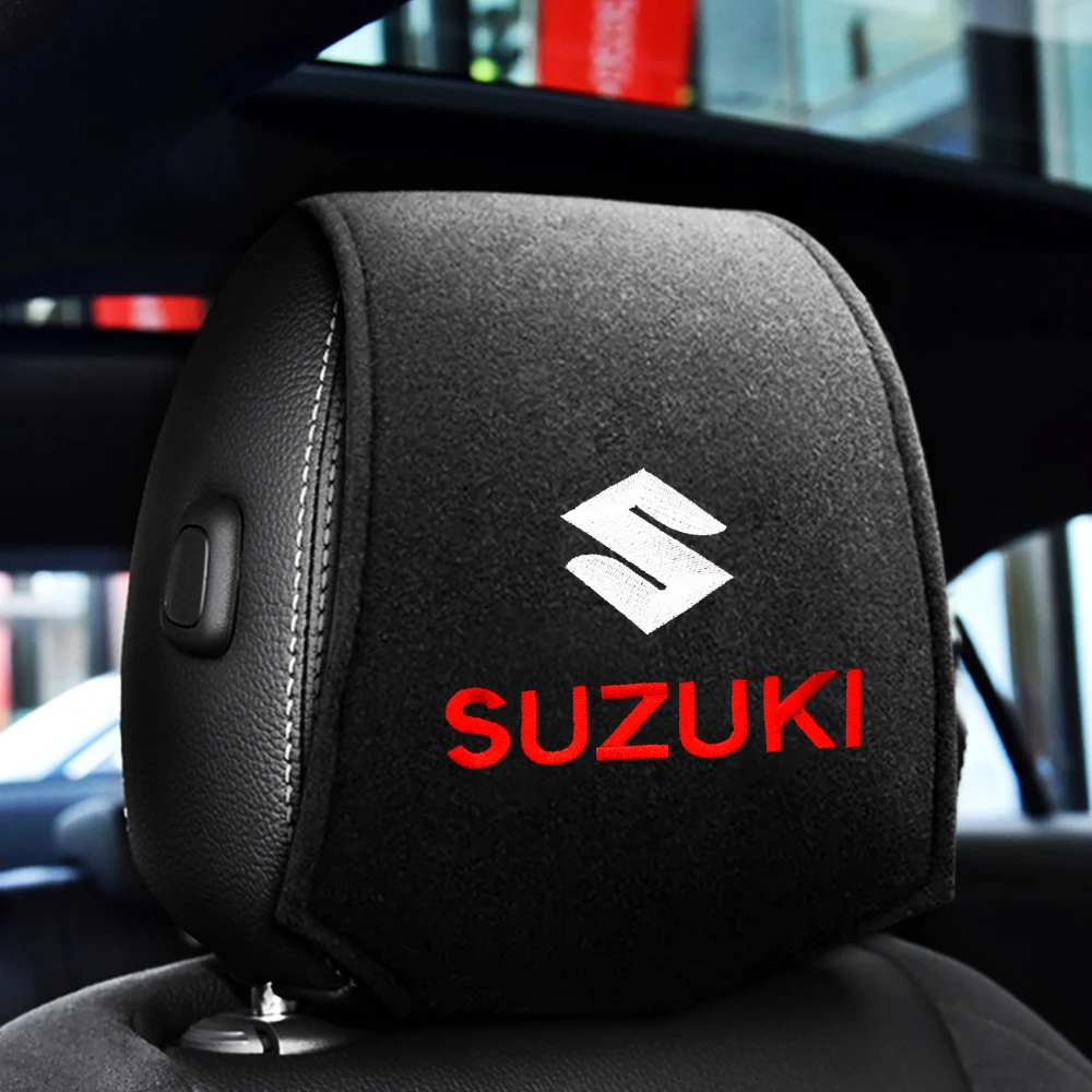 Car Logo Headrest Cover Seat Neck Mat Sleeve Pillow Protector Case Accessory For Suzuki Grand Swift Sport Vitara Jimny SX4 Alto