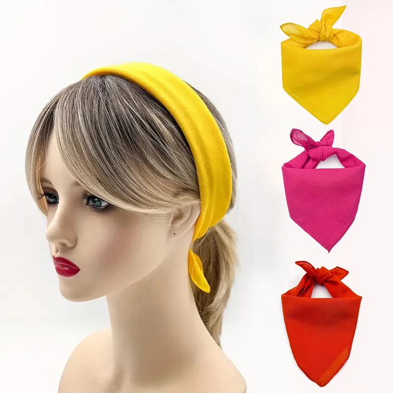 1PC Simple Head Wrap Scarves Square Scarves Solid Color Scarves Bandana Polyester Lightweight Headwraps Sweat Absorbent Towel