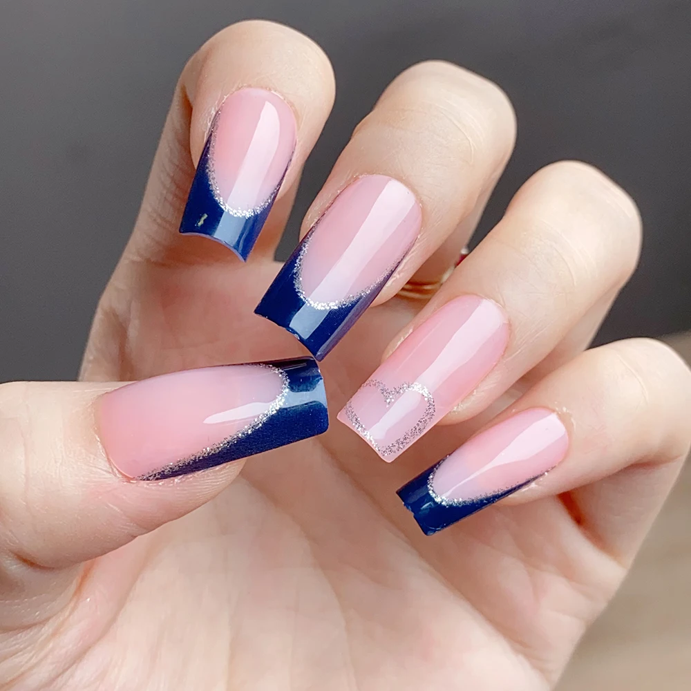 96pcs 4 Colors Acrylic French False Nails Full Cover Glossy Long Ballet Removable Press On Nails DIY Fake Nail Tip For Extension