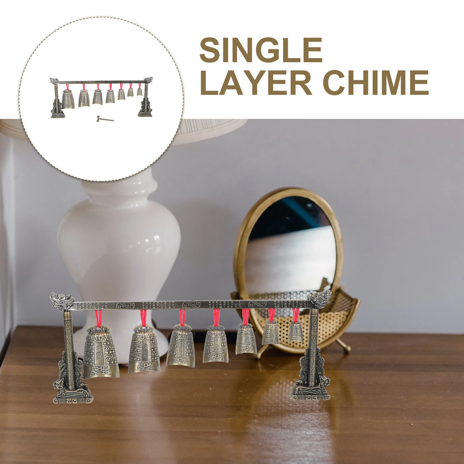 

Chime Bell Set Sturdy Copper Plated Musical Instrument Decor Clear Tone Easy Use Retro Style Ornament Gifts